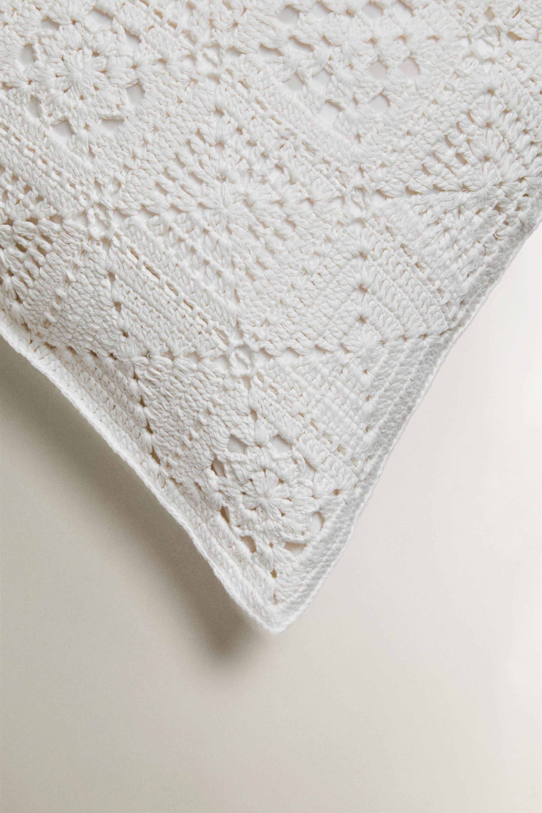 CROCHET PATCHWORK COTTON BEDSPREAD THROW PILLOW COVER